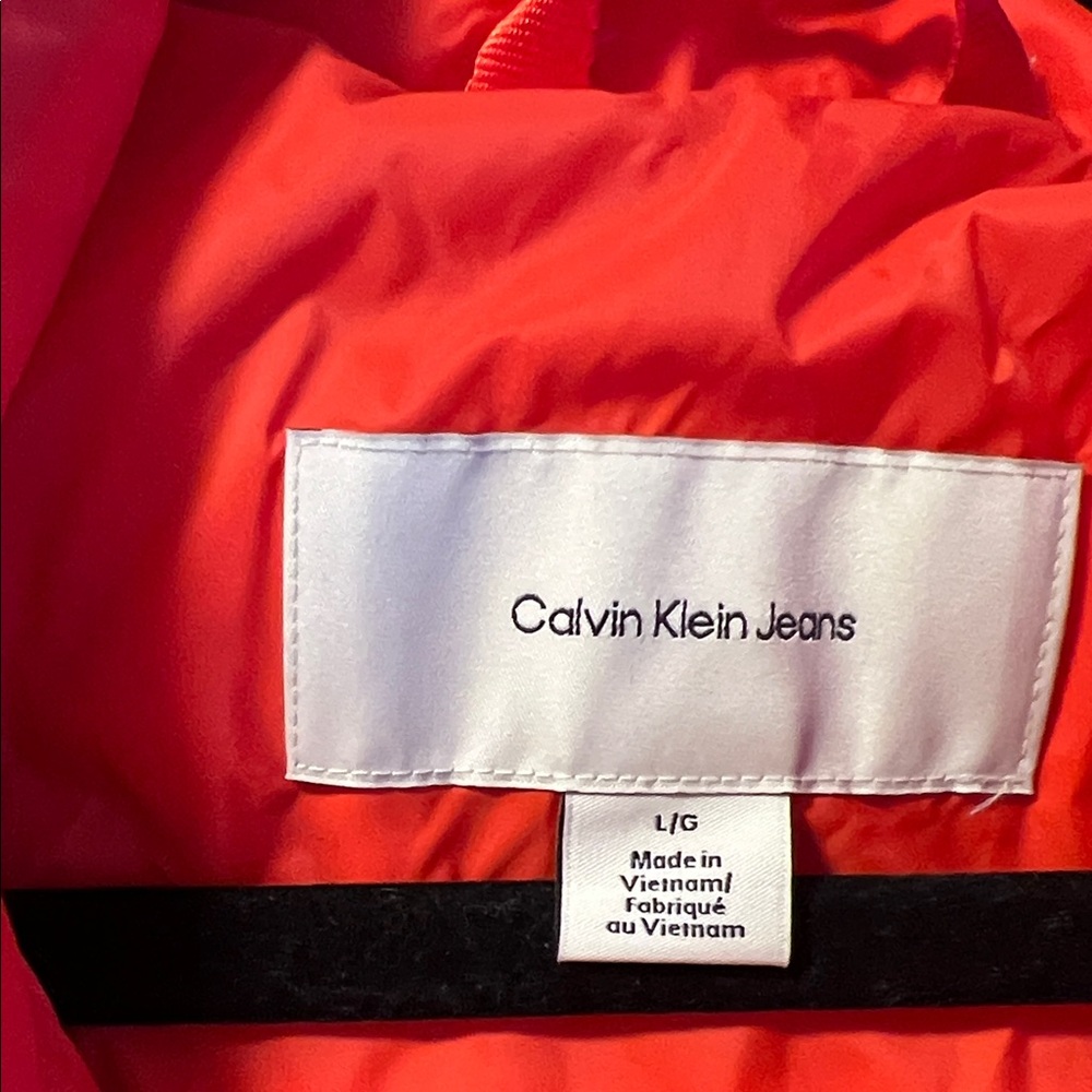 Calvin Klein Jeans Bold Orange Vest Size L EUC Outdoor Hiking Camping - Picture 3 of 11